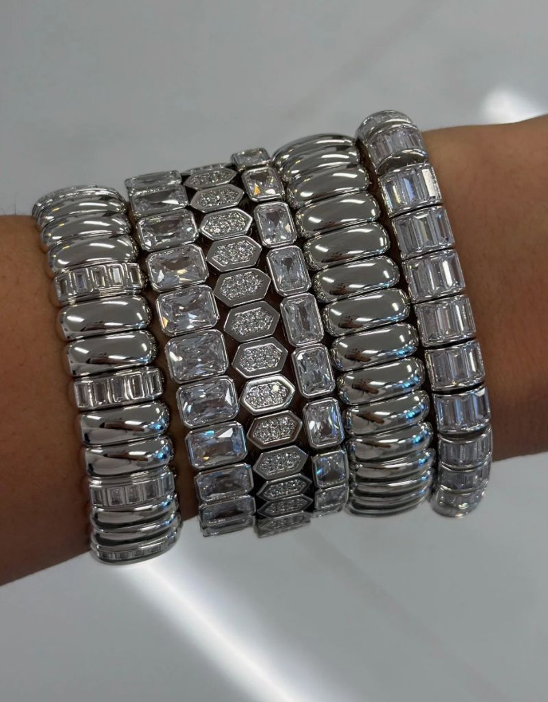 Luxe Tube Stretchy Bracelet Silver