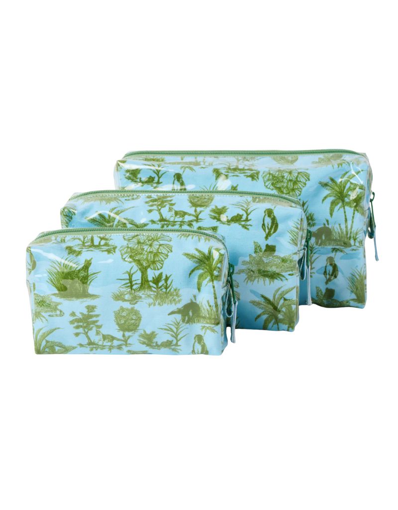 Toile Makeup Bag Blue Green Large