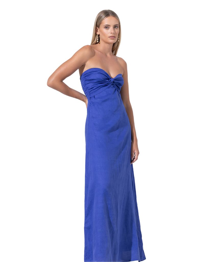 Melody Linen Maxi Dress Nordic Blu