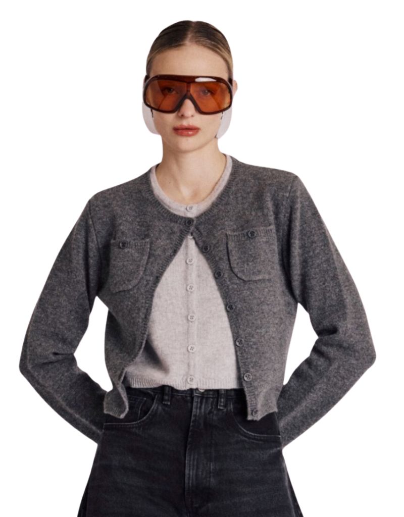 Gigi Double Gilet Cardigan Grey Mix
