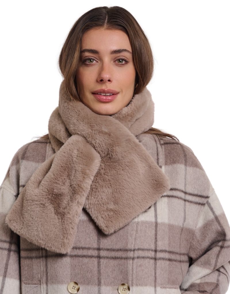 Stip Faux Fur Scarf Mocha Latte F26