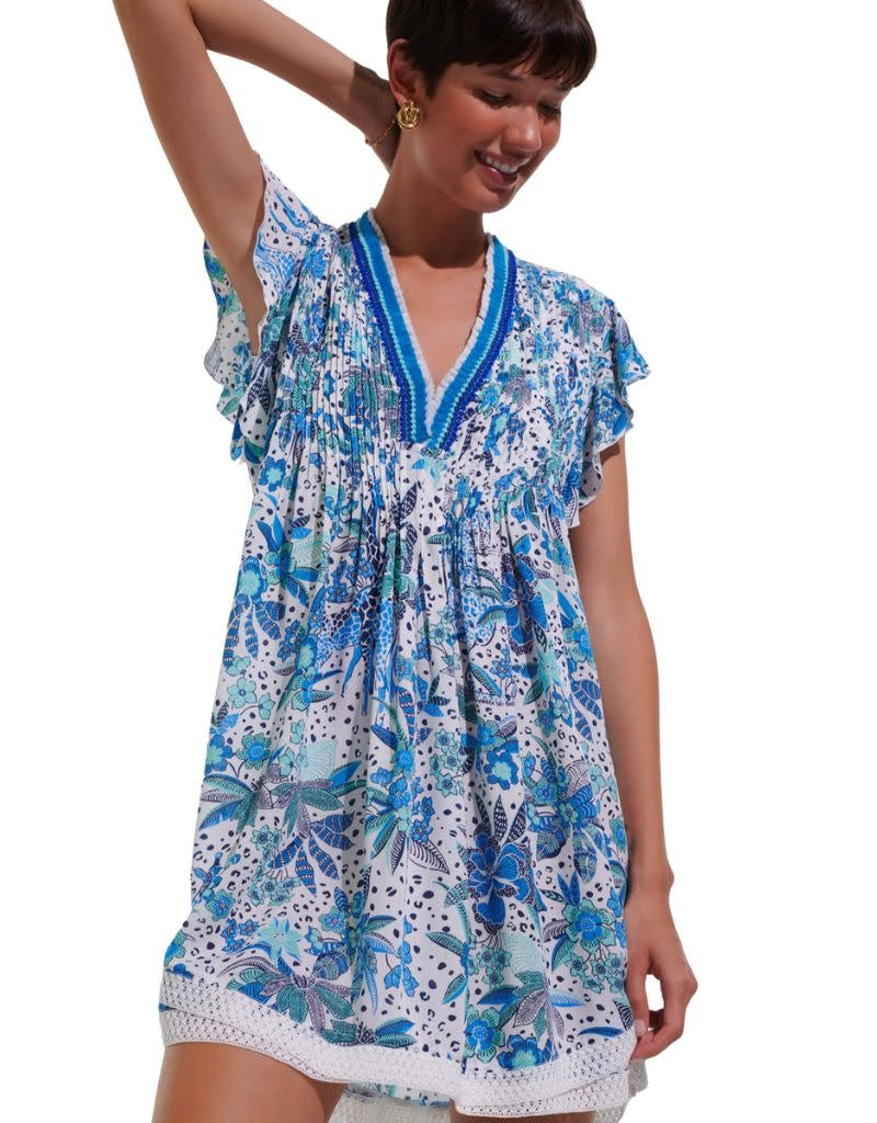 poupette st barth sasha v mini dress Mini Dress Sasha V Blue Savana