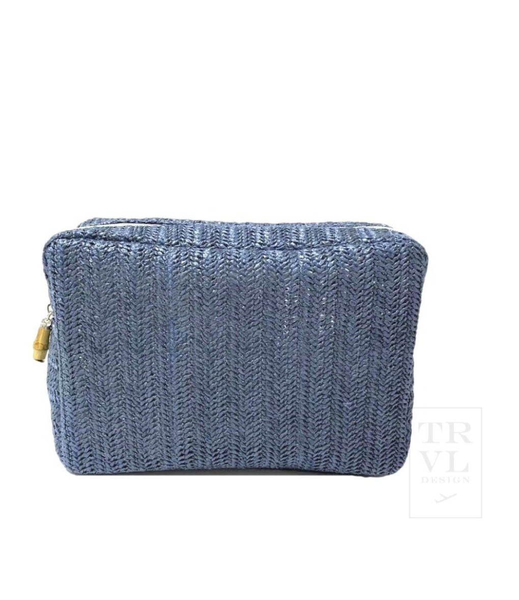 TRVL Big glam straw bag in indigo