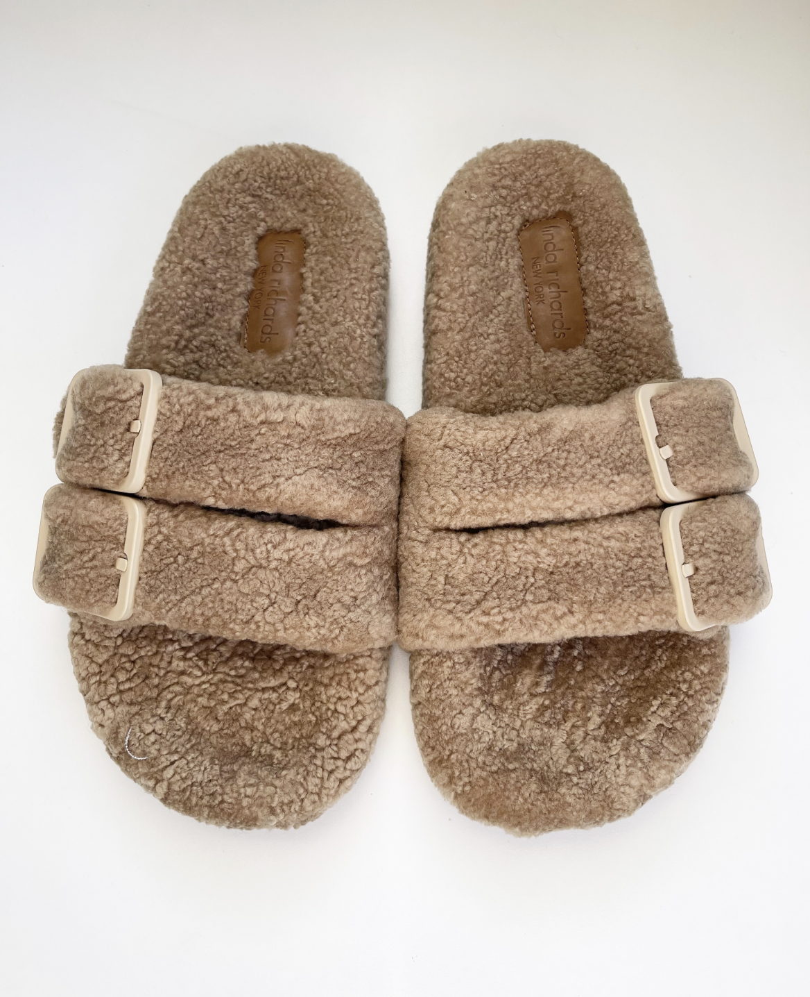 Linda Richards Shearling Slide in Tan