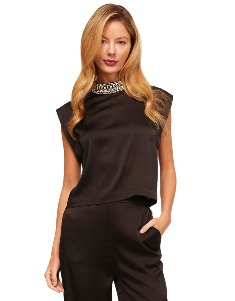 Riley Top Black Satin