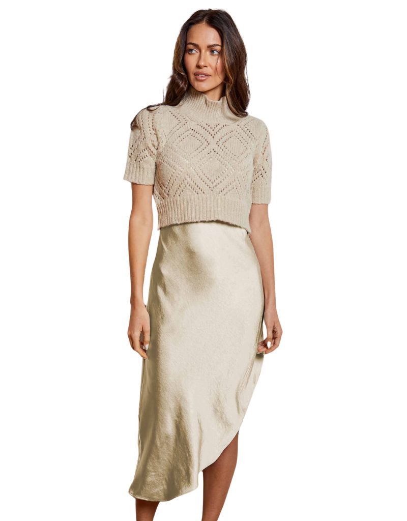 Min Sweater Dress Combo Sand Min Sweater Dress Combo Sand