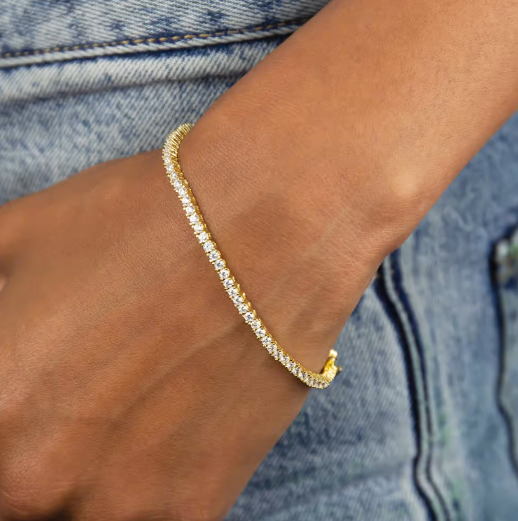 A443GLD Adina Tennis Bracelet Gold 3mm