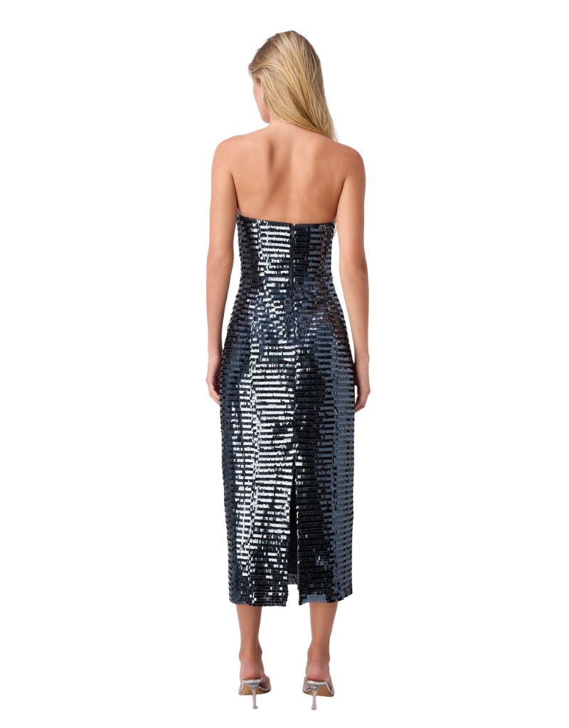 Circe Sequin Strapless Dress Coal