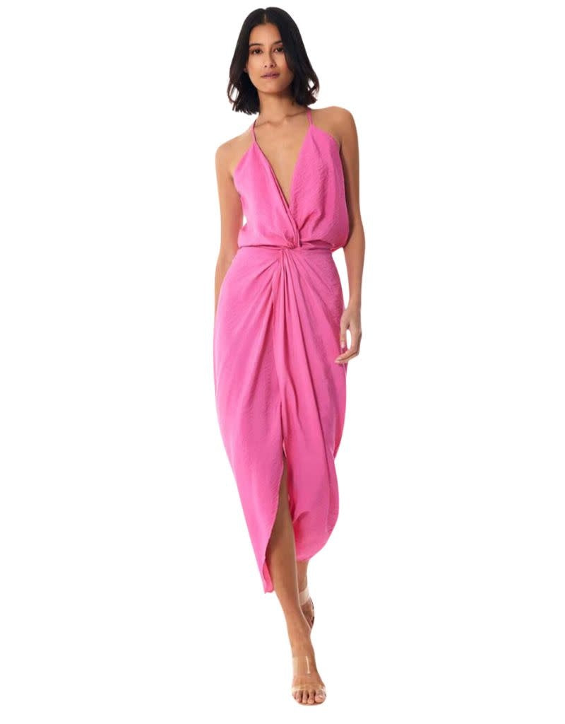 Siren Slip Dress Textured Rayon Pink Flash Su24