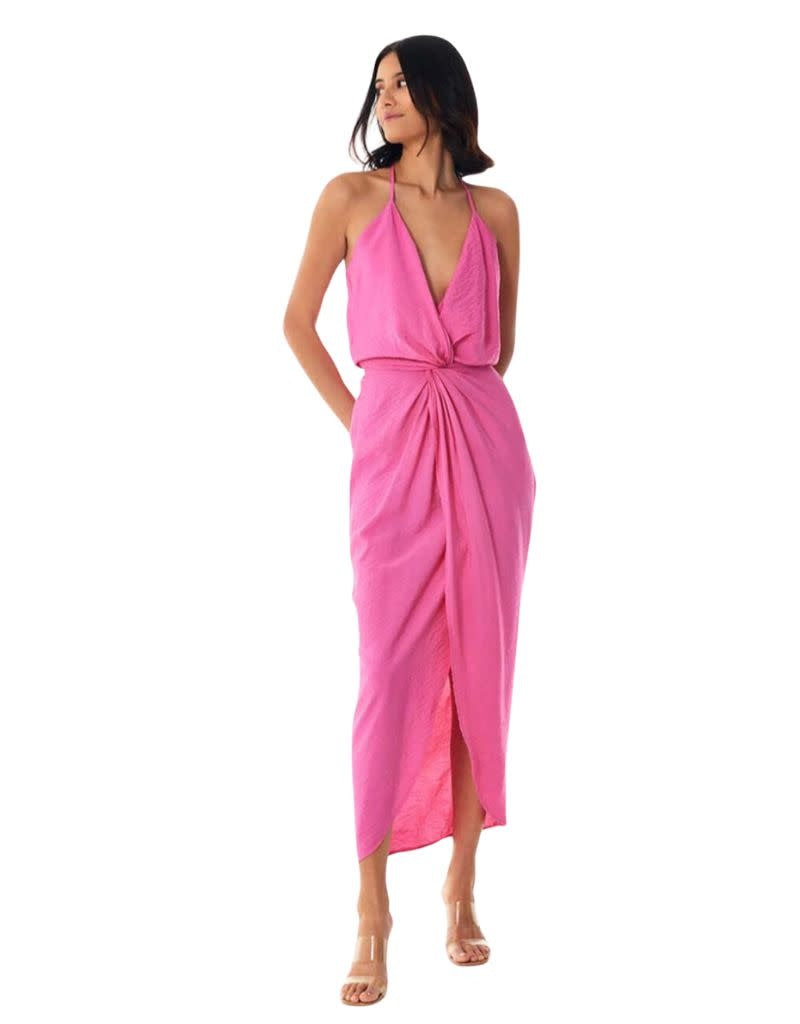 Siren Slip Dress Textured Rayon Pink Flash Su24