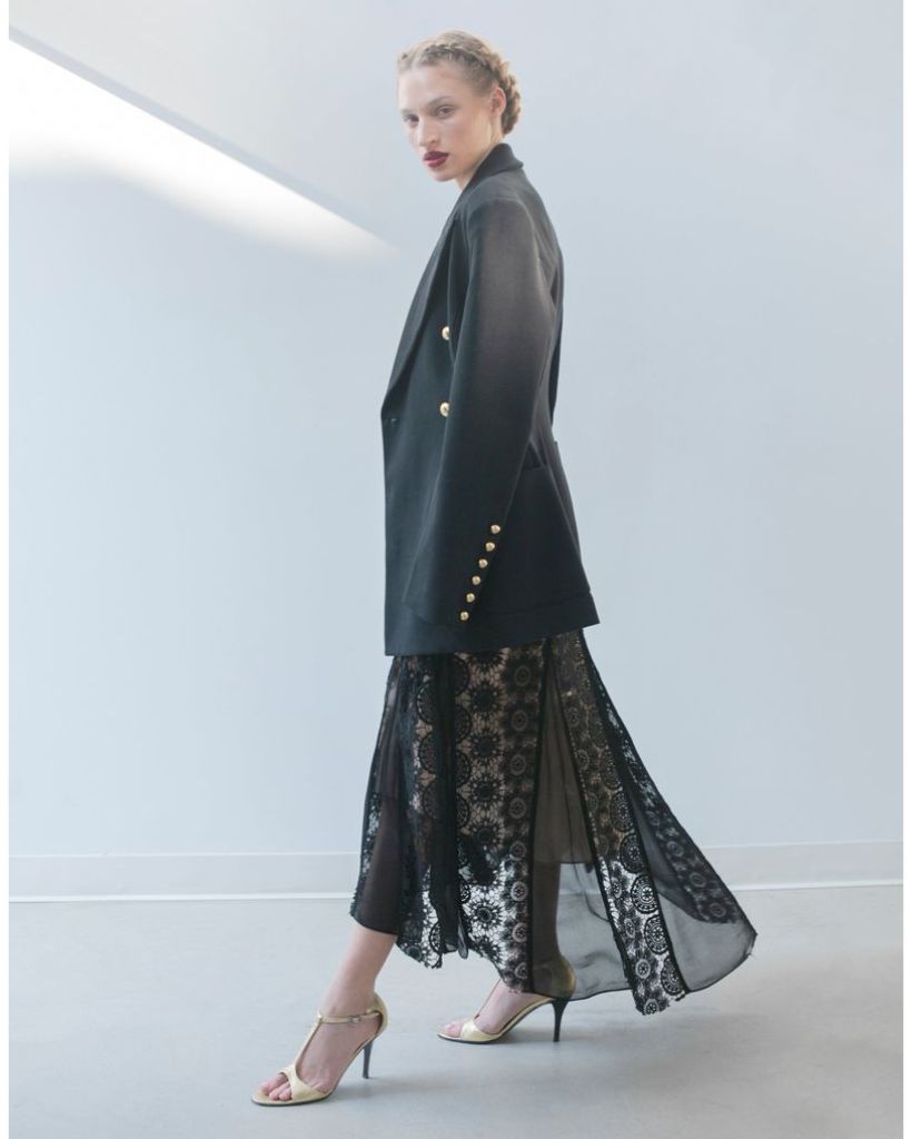 Godet Slip Dress Black