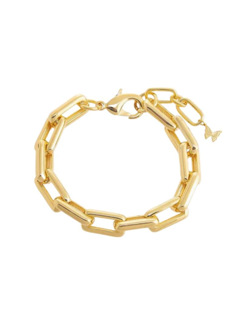 B74417 Solid Chunky Paperclip Link Bracelet Gold