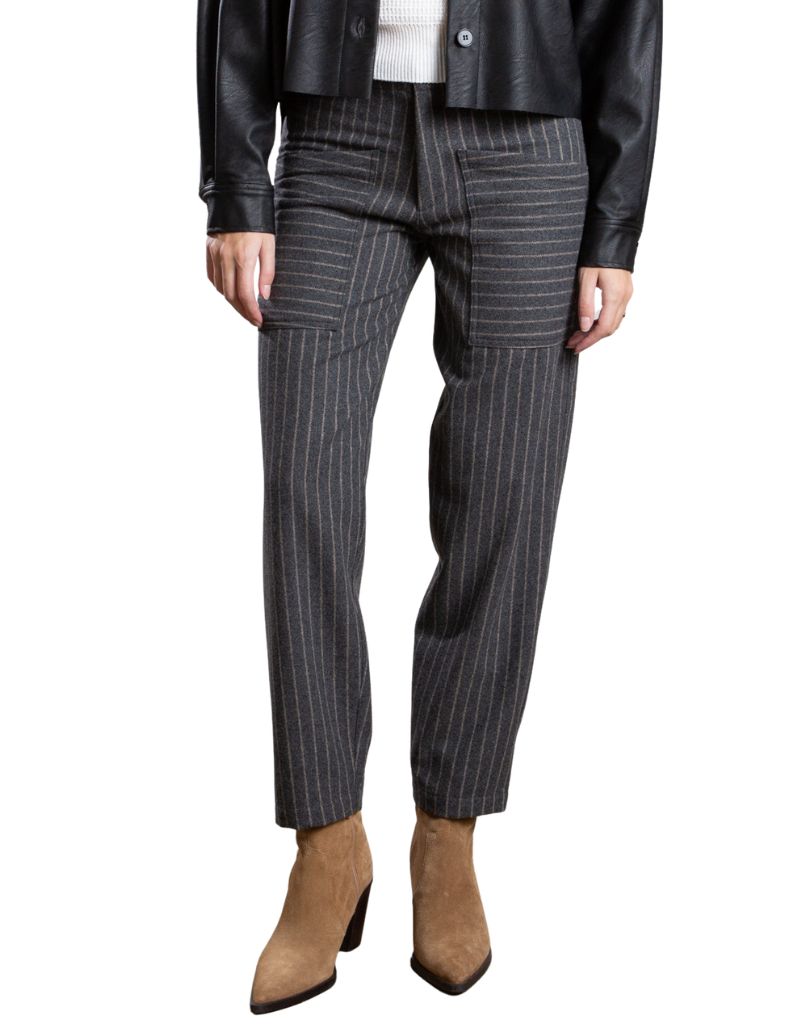 Ezra Pant In Wool Pinstripe Harbor F26