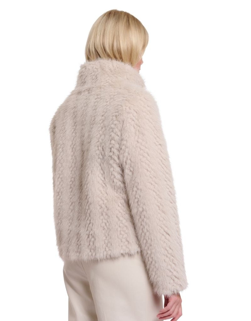 Vie Single Breasted Faux Fur Jacket Birch Dessin F26