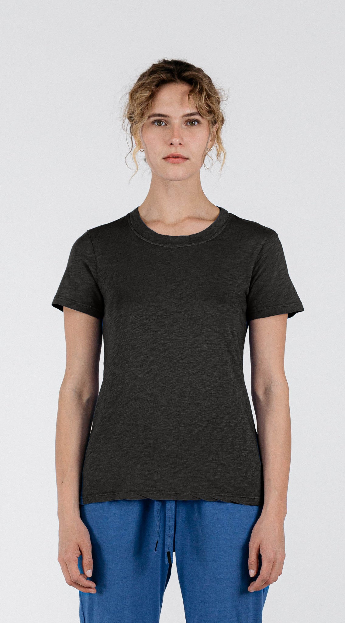 Stateside Supima Slub Jersey S/S Crew Black