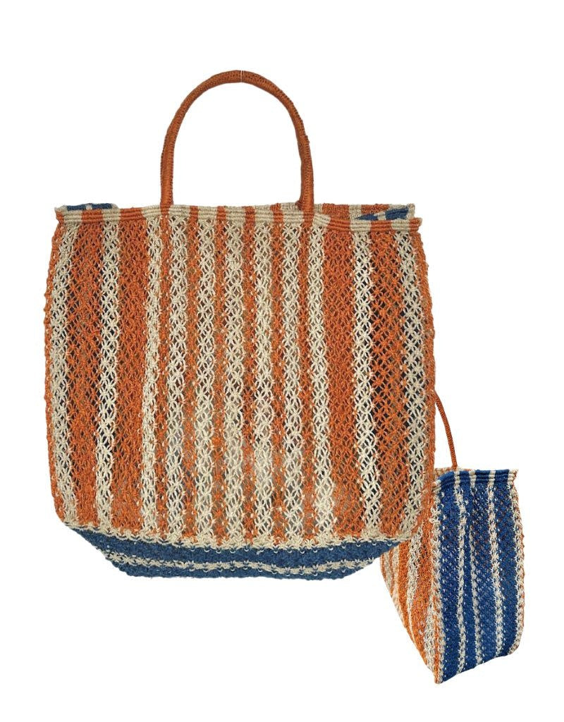 Bert Large Stripes Tango Natural Cobalt