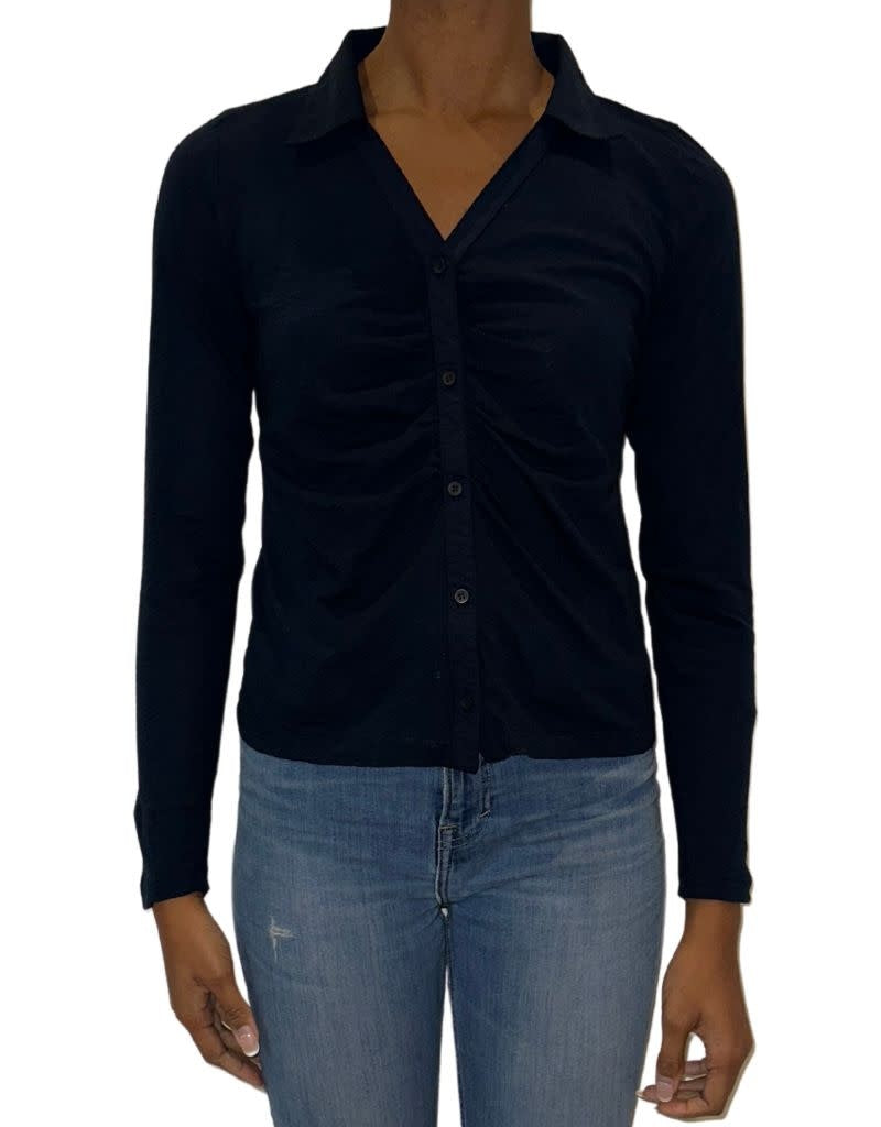 Supima Slub Ruched Front Shirt New Navy