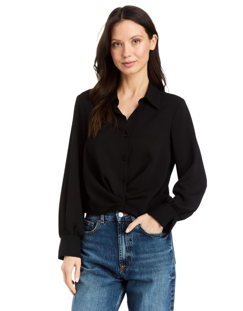 Nick Blouse Stretch Satin Black