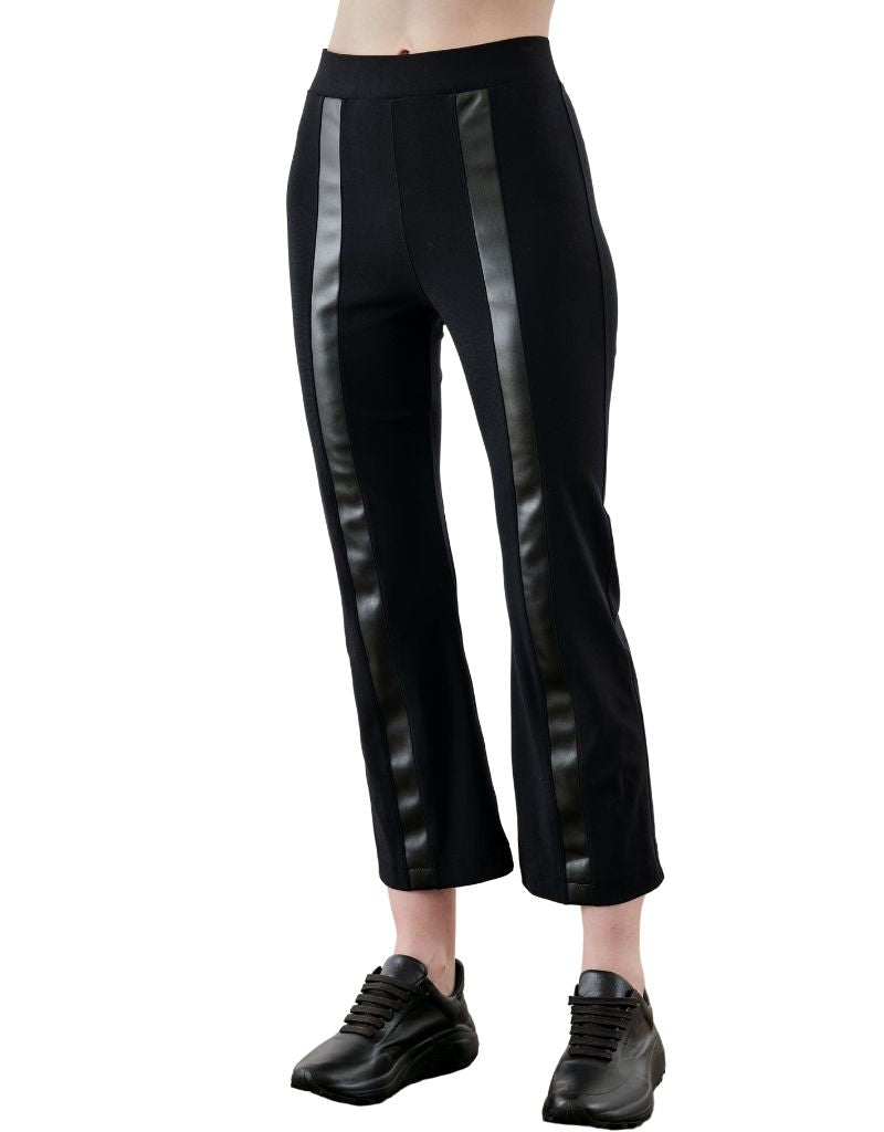 Anita Tech Stretch Cropped Flare Pant Vegan Leather Stripe