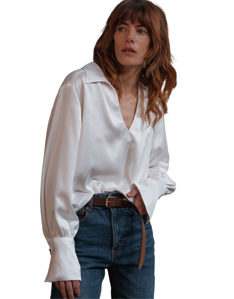 The Victorian White Sueded Silk