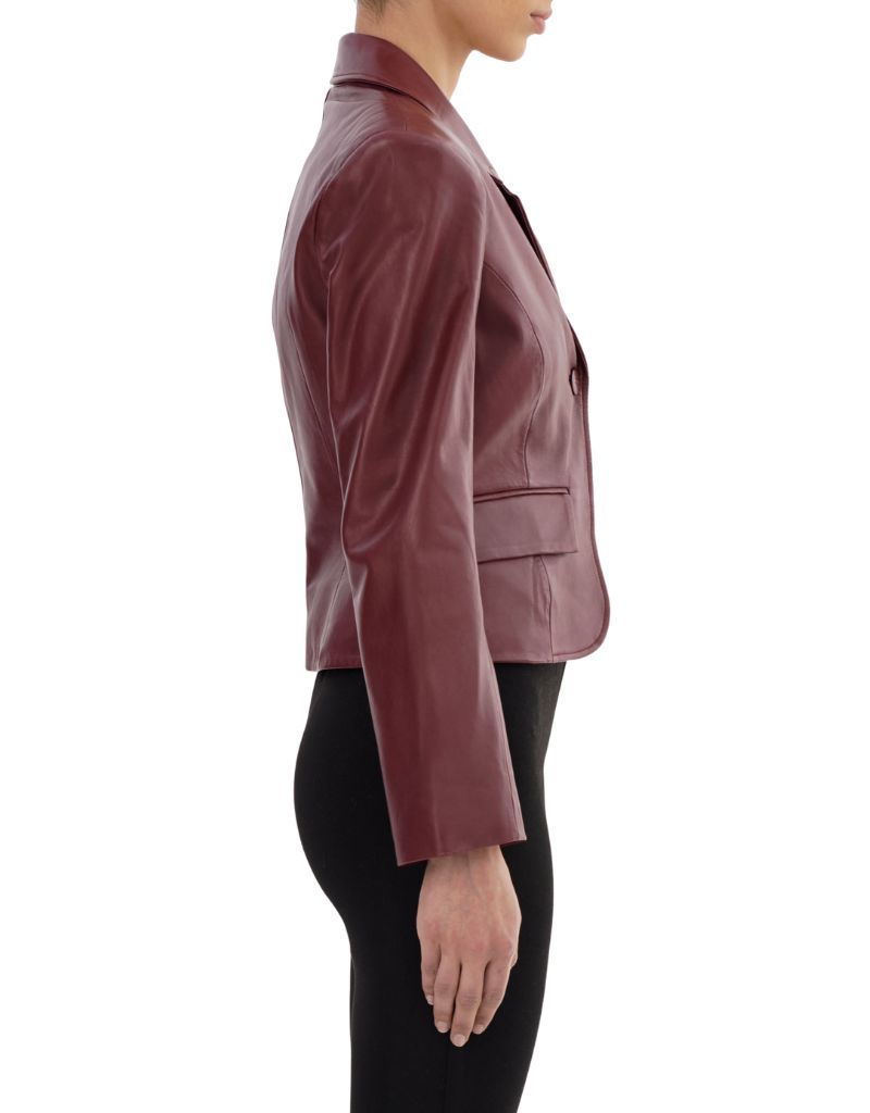 Valentina Burgundy Leather Blazer