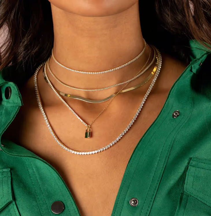 N21129-GLD-409 Thin Tennis Choker Gold