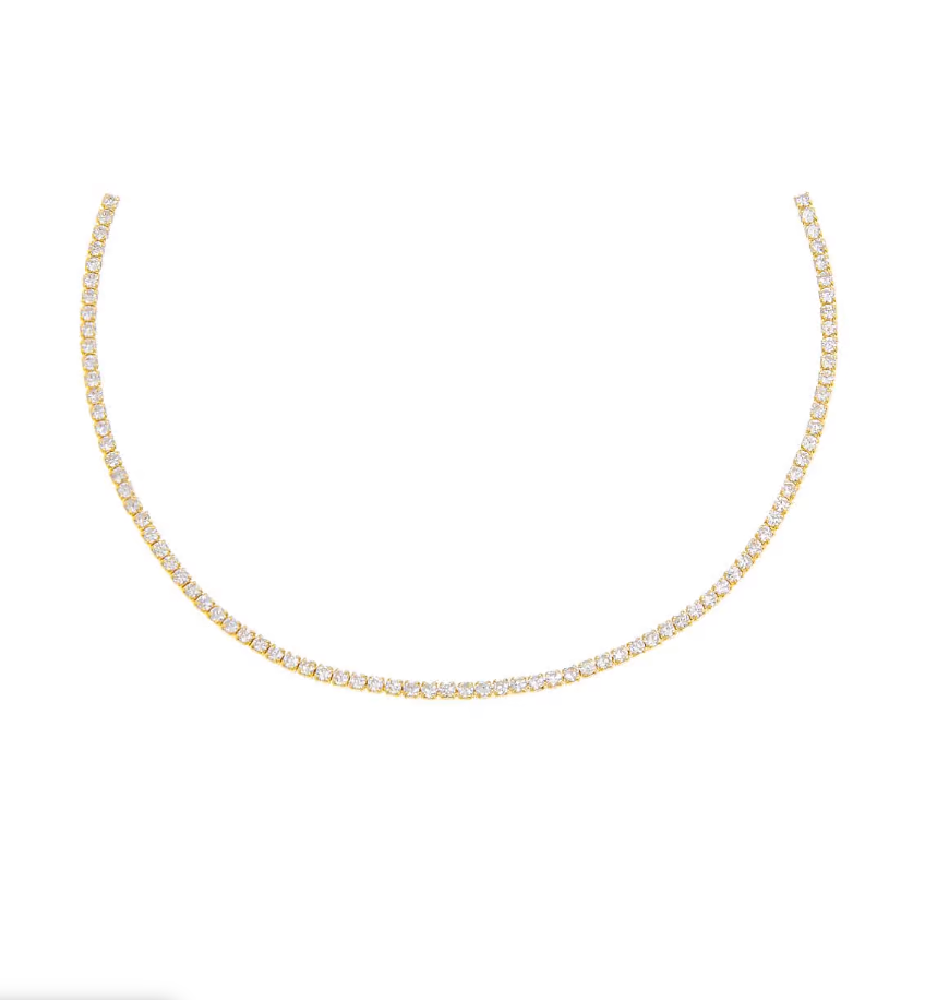 N21129-GLD-409 Thin Tennis Choker Gold