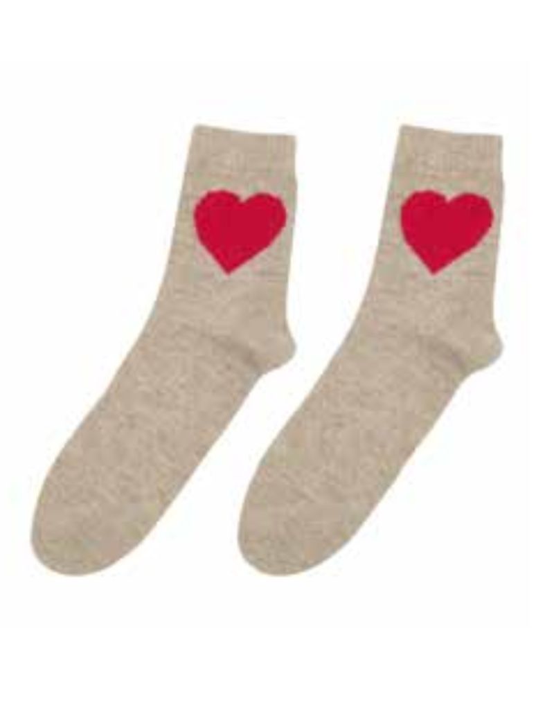 Heart Socks Organic Light Brown Red