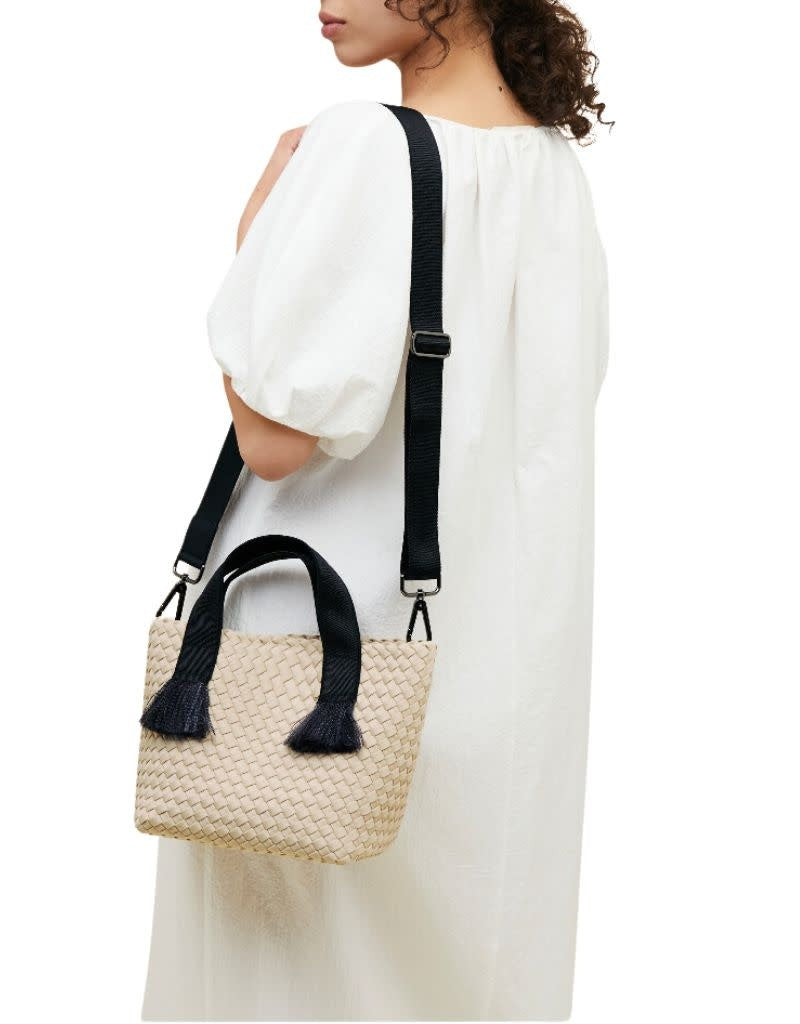Naghedi Tulum Small Tote Moon with long strap on body