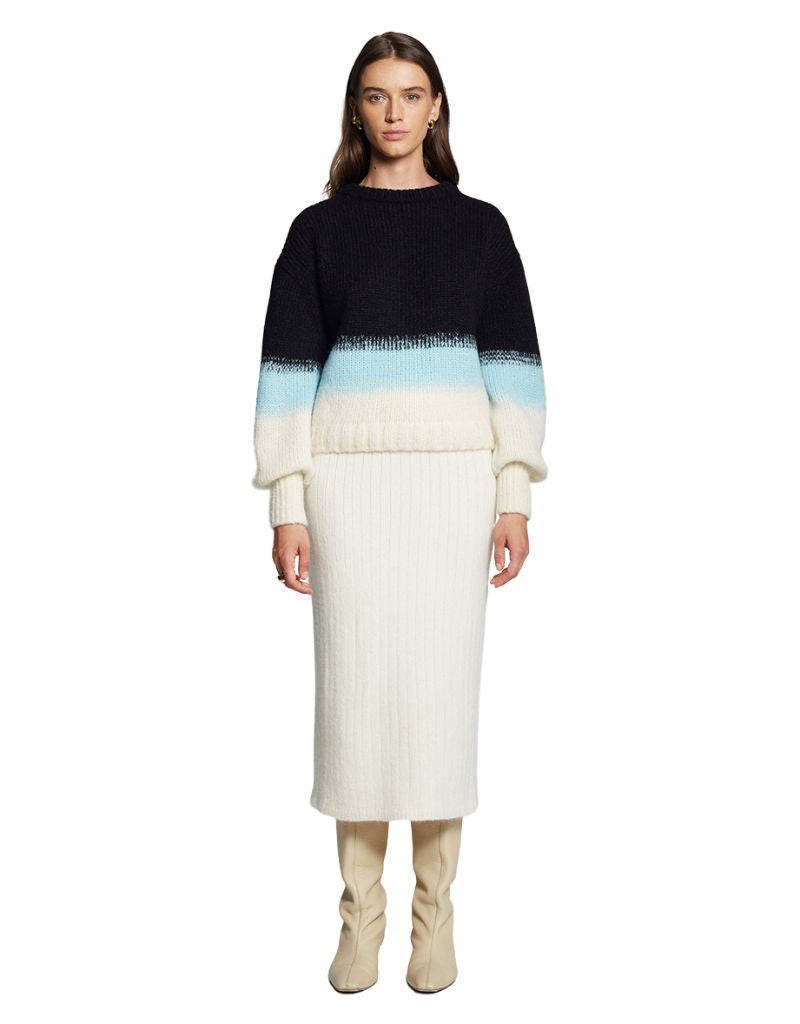 Sonia Color Block Sweater Black Ivory Mint