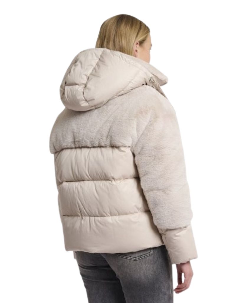 Shana Padded Jacket with Faux Fur Details Birch