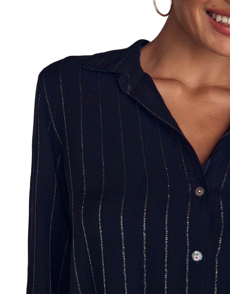 Clean Shirt Black Lurex Stripes