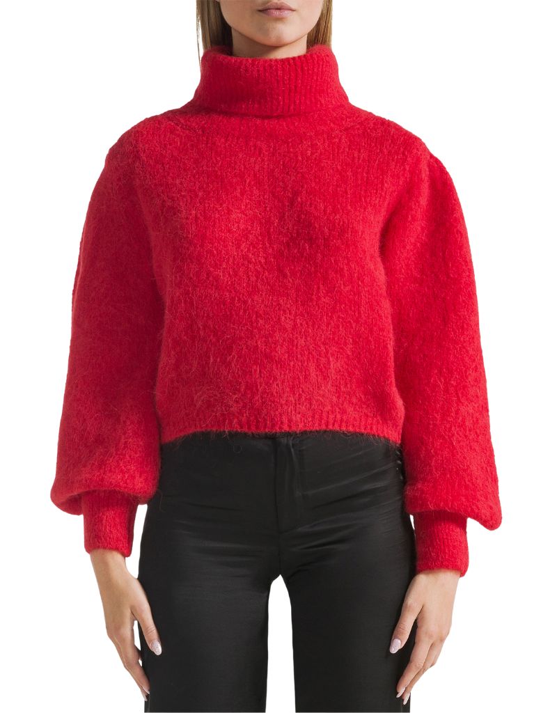 Piro Rollneck Alpaca Long Sleeves Lipstick Red