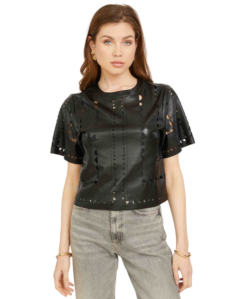 Anisa Top in Black Vegan Leather