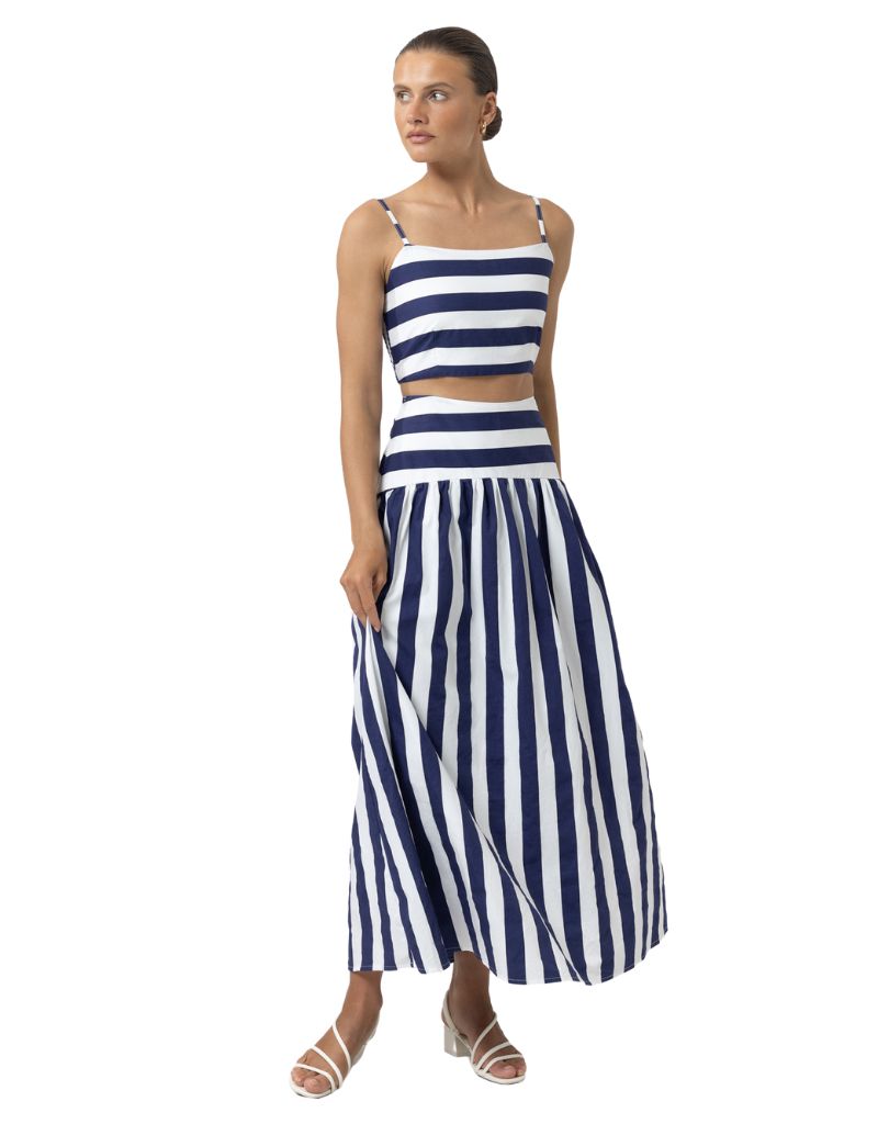 Oliver Poplin Skirt Marine Stripe