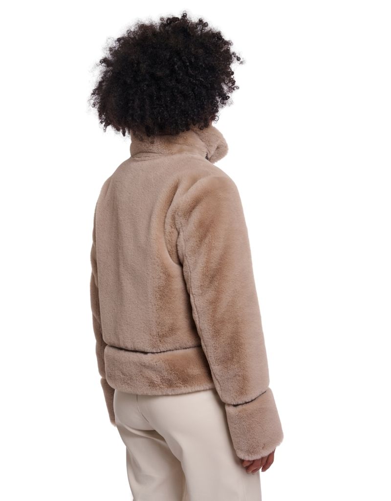 Lambra Short Faux Fur Jacket Oat