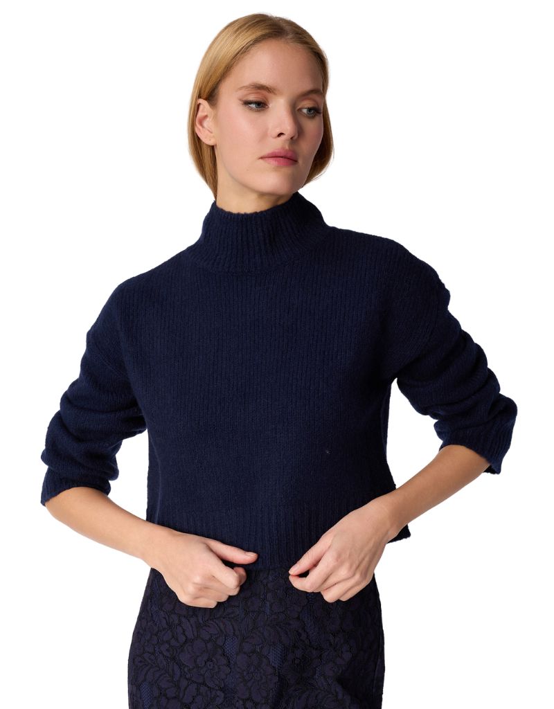 Catherine Cropped Sweater Navy F26