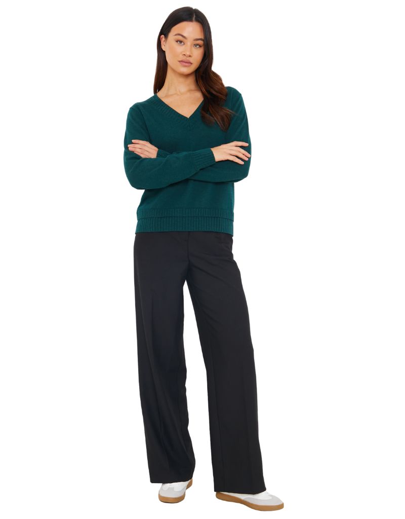Wispr Double Welt V Neck Dark Forest