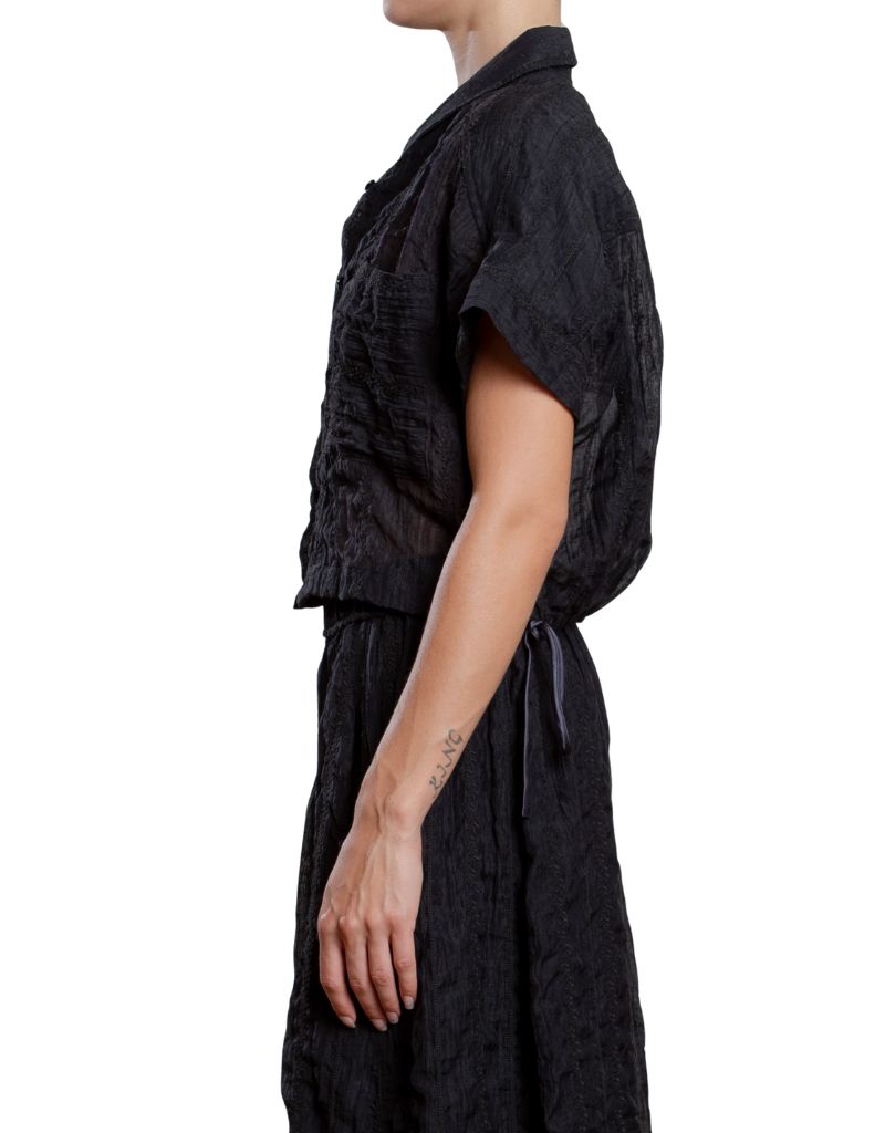 Zoey Shirt in Embroidery Black