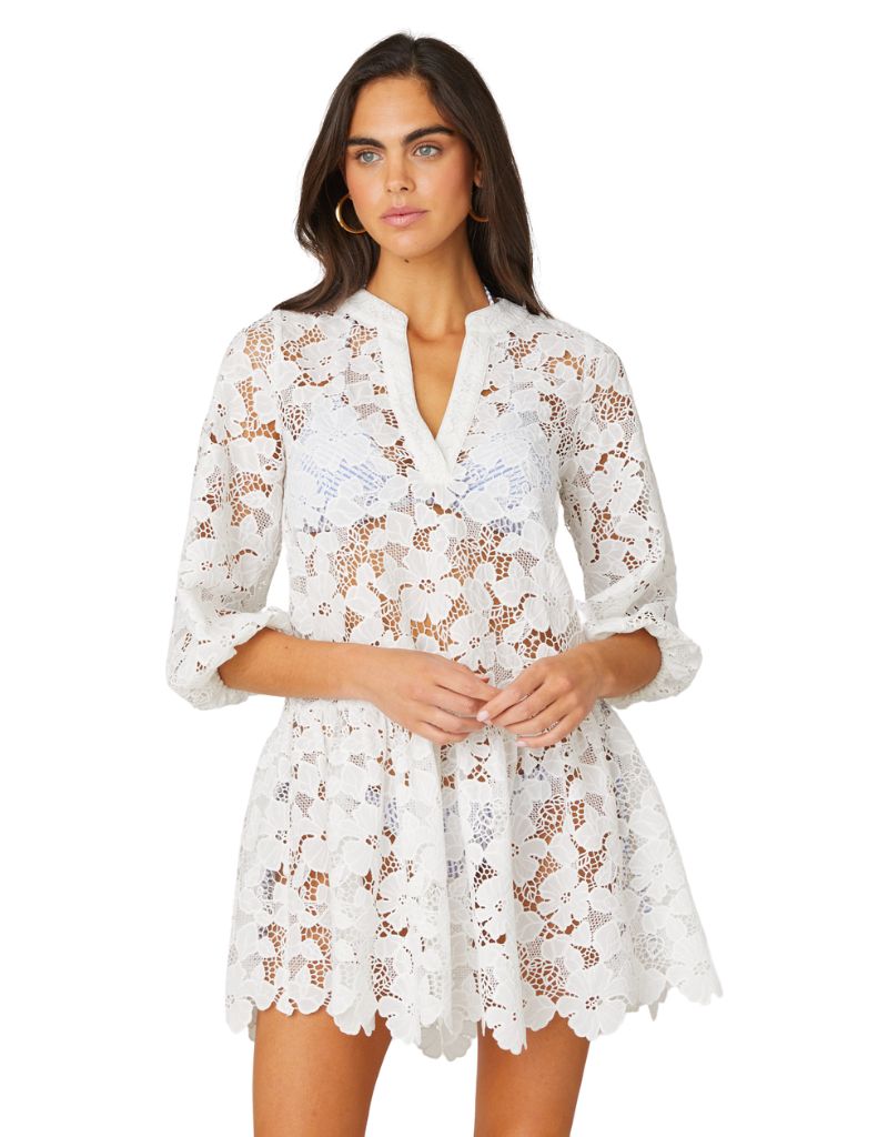Shoshanna | Umbrella Mini Dress in Optic White | I AM MORE