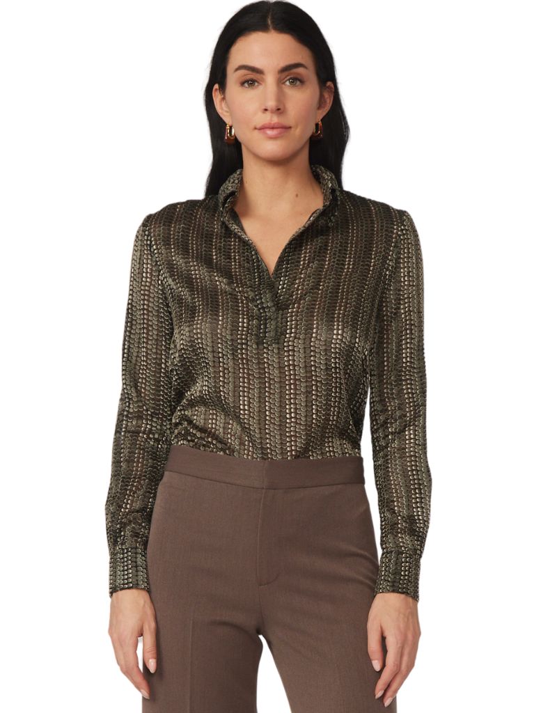 Lia Blouse Satin Green Burnout