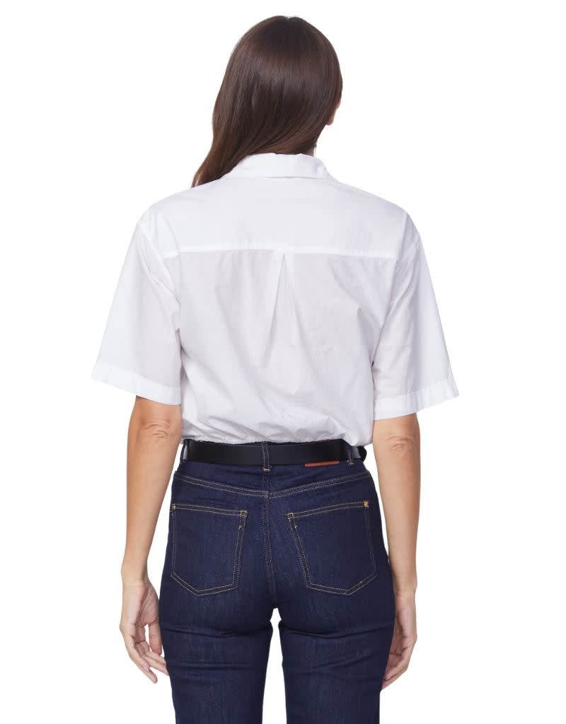 Voile Short Sleeve Cropped Twist Shirt White