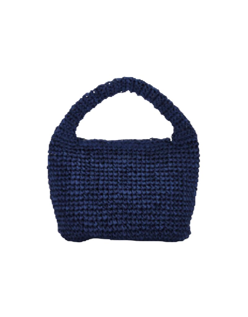 Karina Hobo Straw Tote Navy