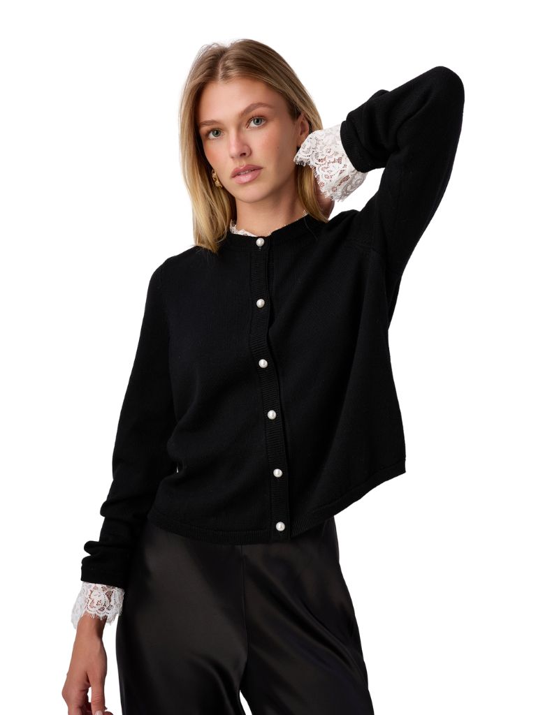 Eliana Cardigan Black White