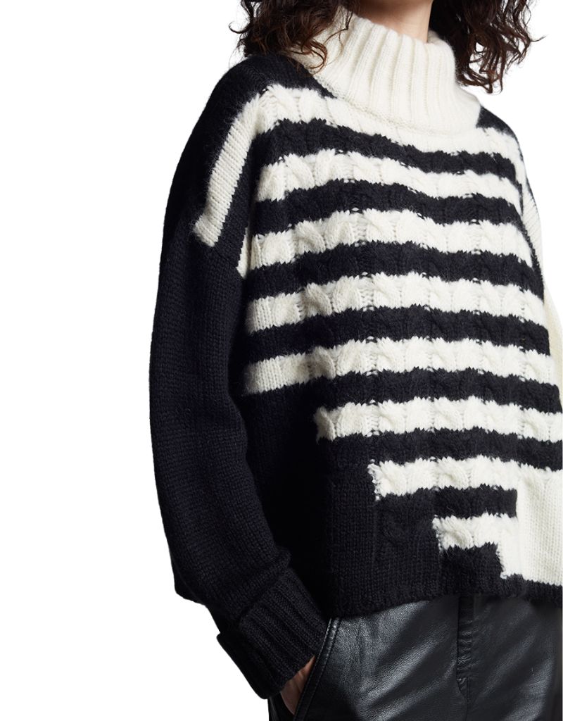 Maeve Sweater Ivory Black Combo