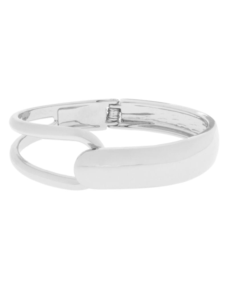 3748B Silver Overlap Hinge Bangle