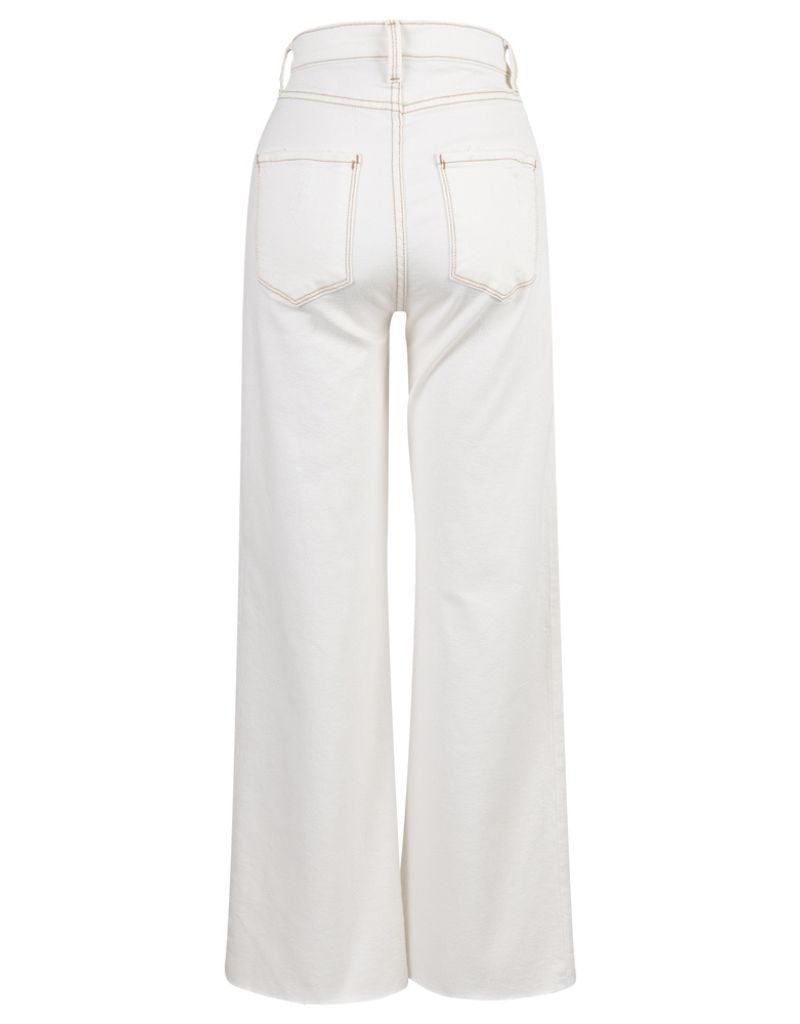 Conrad Super High Rise Ankle Straight Leg Raw Hem White