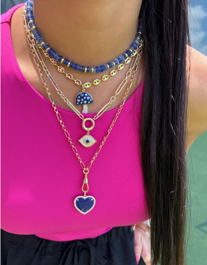 Fancy Link Push Clasp Necklace Gold