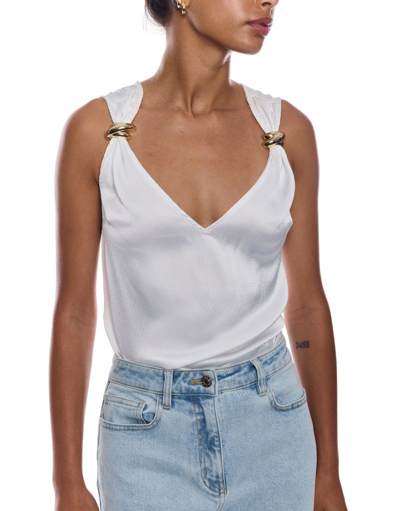 Fawn Hammered Blouse White