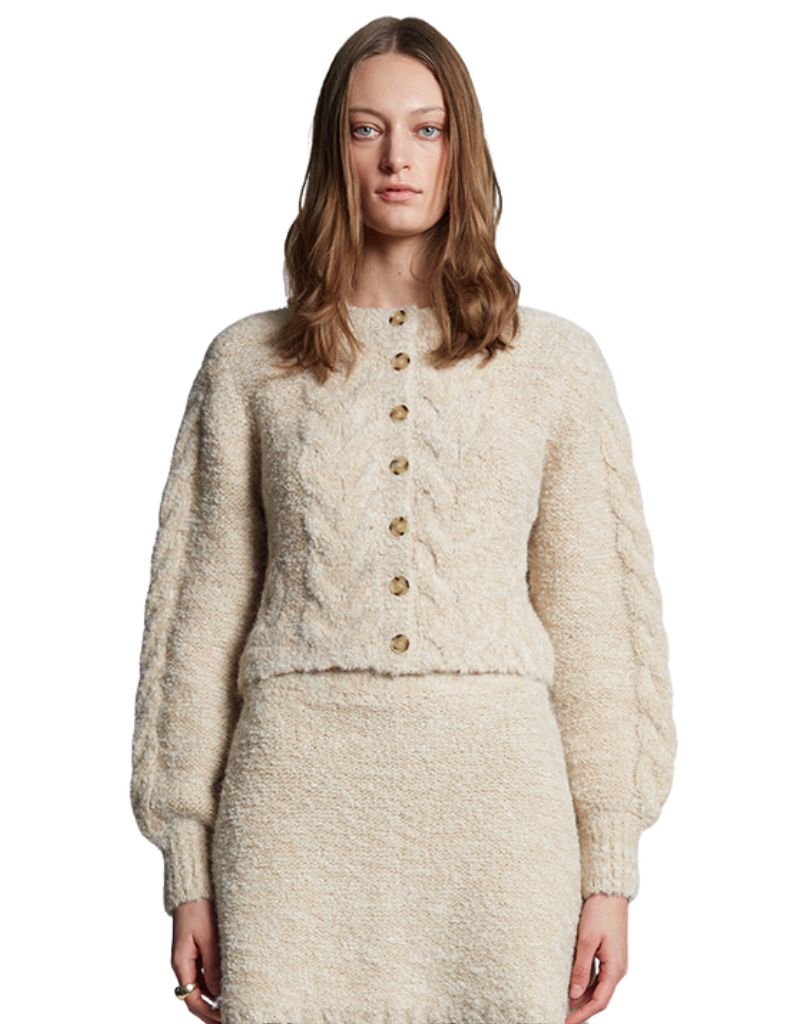 Skylar Cardi Pale Camel Ivory Tweed